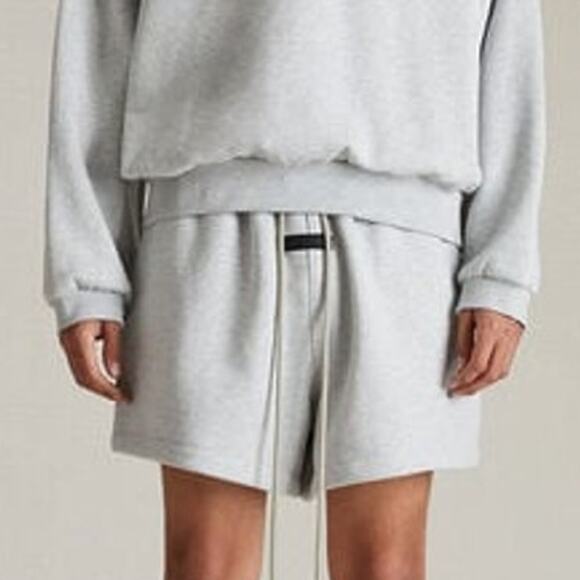 💎✨BRAND NEW✨💎Fear of God Essentials Light Heather Grey Fleece Shorts - Picture 6 of 7